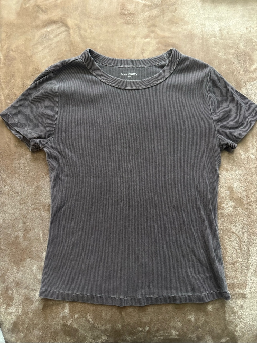 Old Navy Women's Short Sleeve Ribbed Crewneck Tee - Brown
